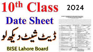 10th Class Date Sheet 2024 Bise Lahore Board